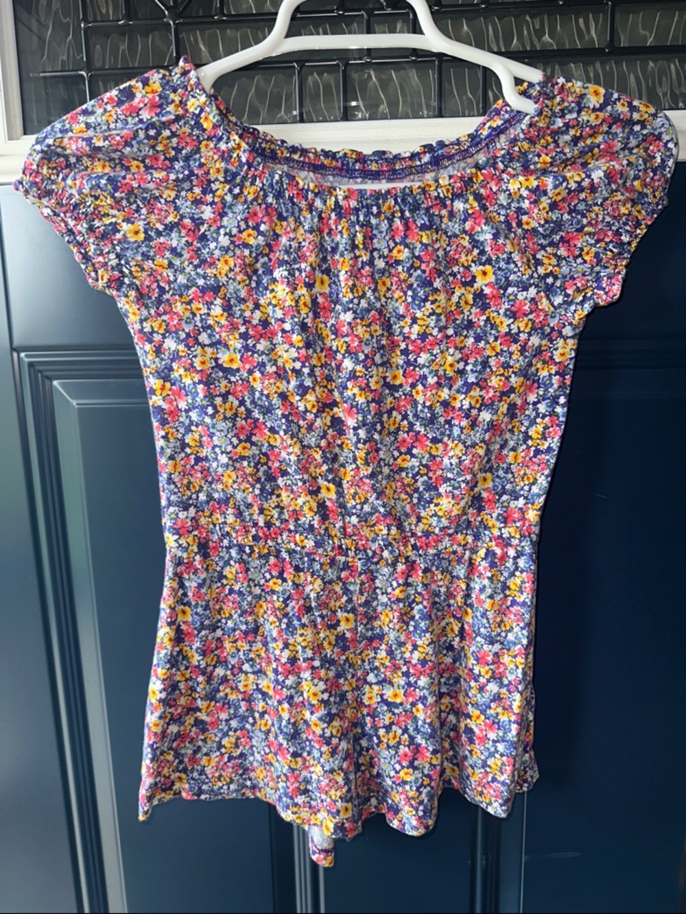 Old Navy Purple Floral Peplum Short-Sleeve